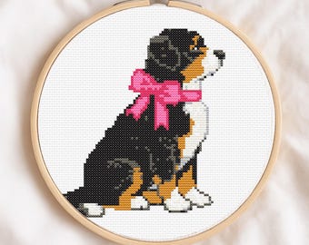 Kit Point De Croix Pré-imprimé 11CT 40x50cm - Motif Chien Bouvier Bernois, Complet Pour Débutant - 3
