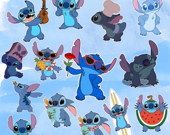 Stitch: Hand Drawn Digital Planner 14 Stickers Bundle (PNG, JPG, PDF)
