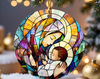 キリスト降誕：ステンドグラス風クリスマスオーナメント - 本物の