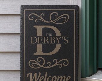 Engraved Slate Address Sign – Personalized House Number, Modern Outdoor Decor
