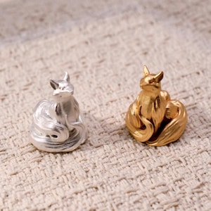 Fuchs Figur Deko · Kupfer Fuchs Skulptur aus massivem Kupfer · Vergoldet oder Versilbert · Tierfigur Geschenk