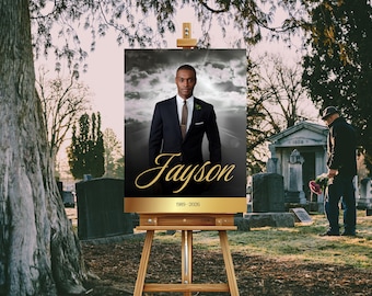 Cartello funebre per uomo modello Celebrazione della vita poster funebre Cartello di benvenuto funebre Cartello commemorativo In amorevole memoria canva FS7#