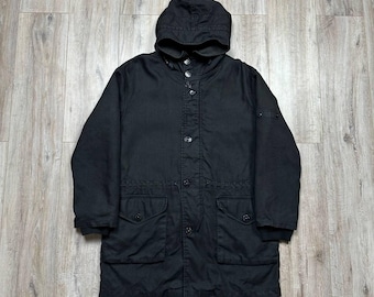 Chaqueta parka de lino teñida en prenda de doble capa Stone Island, color negro, talla XL para hombre. Artículo raro.