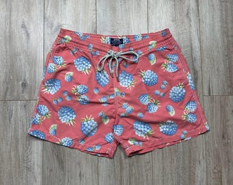 Vintage Vilebrequin Pink Brombeer Print Badeshorts Herren Größe L-XL