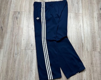 Adidas Originals Vintage 00s Y2K Baggy Track Pants Navy Mens Size L