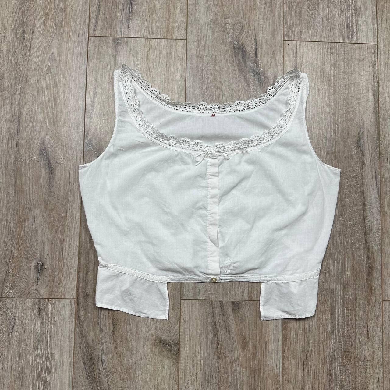 Antique 1900s Edwardian Victorian Corset Cover Cotton Lace