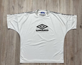 Vintage 90s UMBRO Football Soccer Training Jersey White Mens Size L