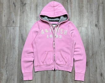 Abercrombie & Fitch Women's Faux Fur Zip Hoodie Pink Jacket