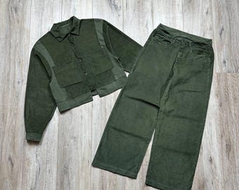 Marynarka + spodnie Transit Par Such Velvet Corduroy w kolorze zielonym, damskie, rozmiar 1/S