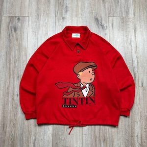 Felpa vintage anni '90 TINTIN Reporter 1994, colore rosso, taglia S da uomo. immagine 1