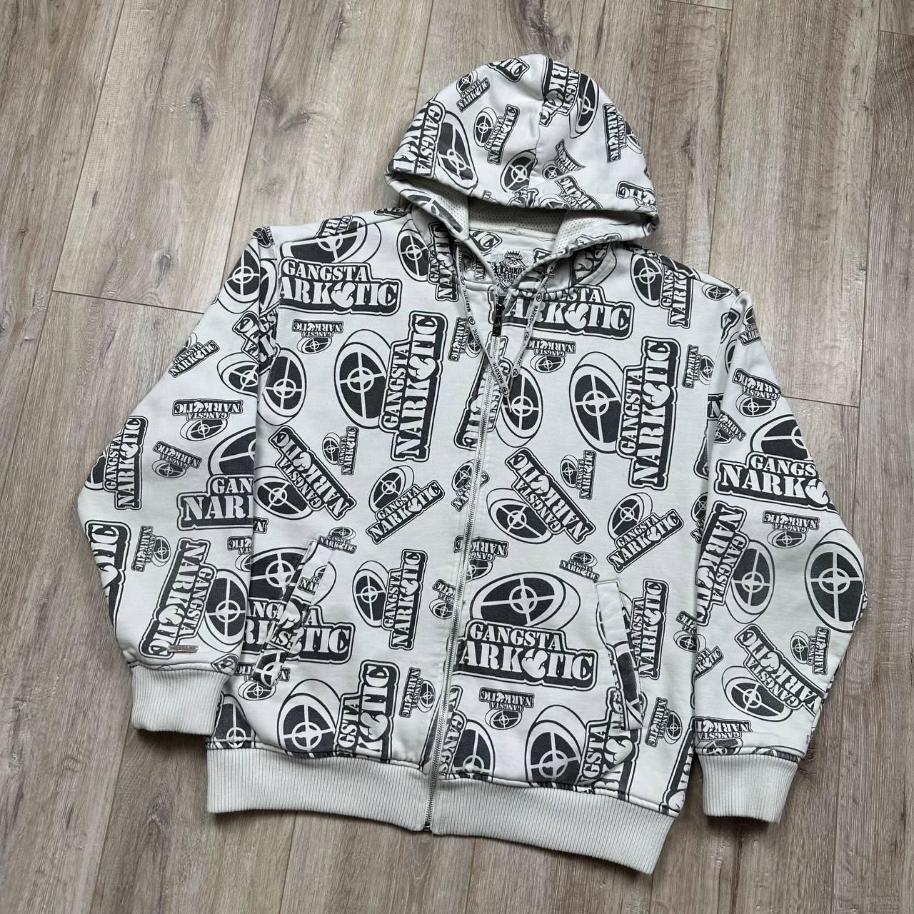 Narcotic Wear Y2K Vintage Heavy Full Zip Hoodie Rap White Mens