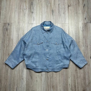 HERNO Linen Oversized Overshirt Jacket Blue Women’s Size 40
