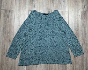 Gudrun Sjoden Womens XXL 100% Modal Top Green Purple Dotted Tunic Shirt Boho