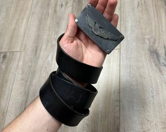 Cinturón de cuero negro estilo vintage Y2K de Armani Jeans para hombre, talla 36/38 XL-XXL +-