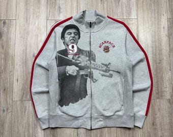 Vintage Ringspun Allstars Scarface Tony Montana Zip Pullover Herren Größe L