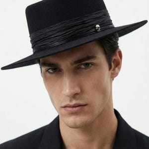 KaKy Co. Black Silver Metallic Beret Hat Bow Feathers Asymmetric Met Hat Selftrim-331844- Sun Yorkos | KaKyCo  main image 3
