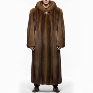 Men’s Handmade Mink Fur Long Coat – Luxury Formal Winter Attire