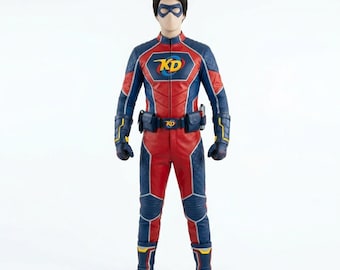 Kids Superhero Costume, Red Blue Hero Jumpsuit, Halloween Cosplay Outfit