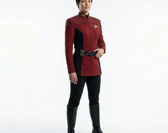 Star Trek Inspired Red Command Uniform Cosplay Costume, Sci-Fi Captain Jacket Outfit