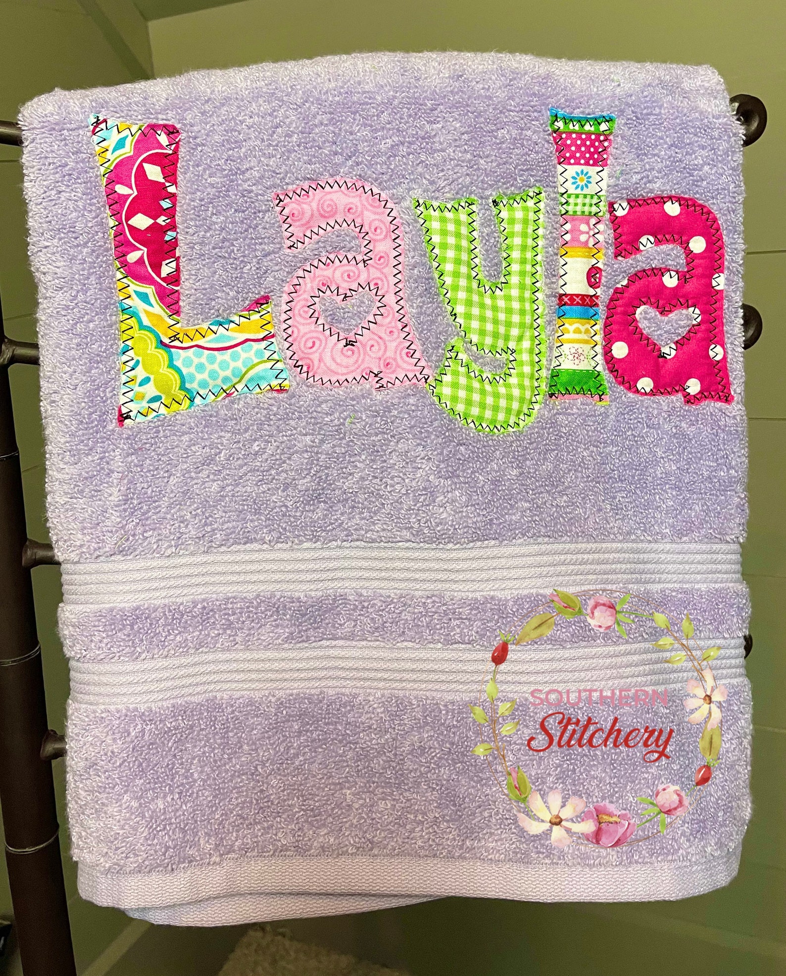 Applique Name Towel Girls Personalized Bath Towel Great Girls Christmas ...