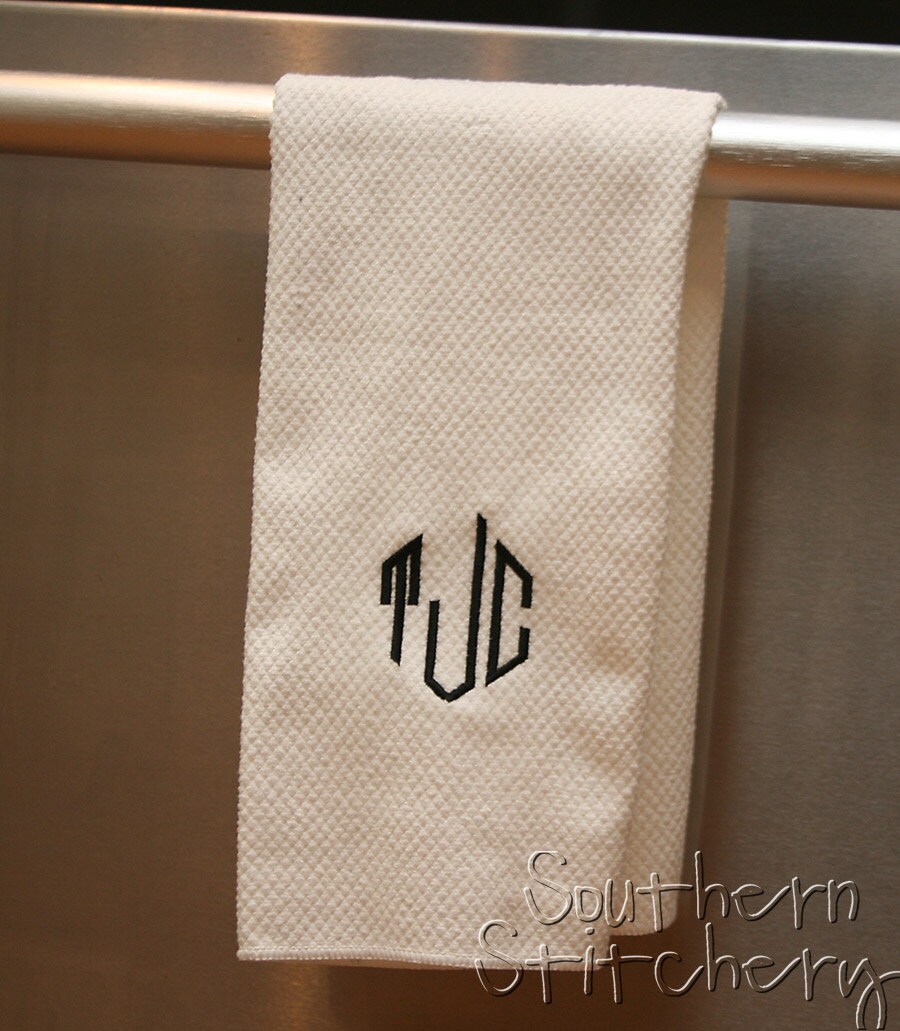 Monogram Hand Towel Kitchen Towel Initial Personalized Any Etsy