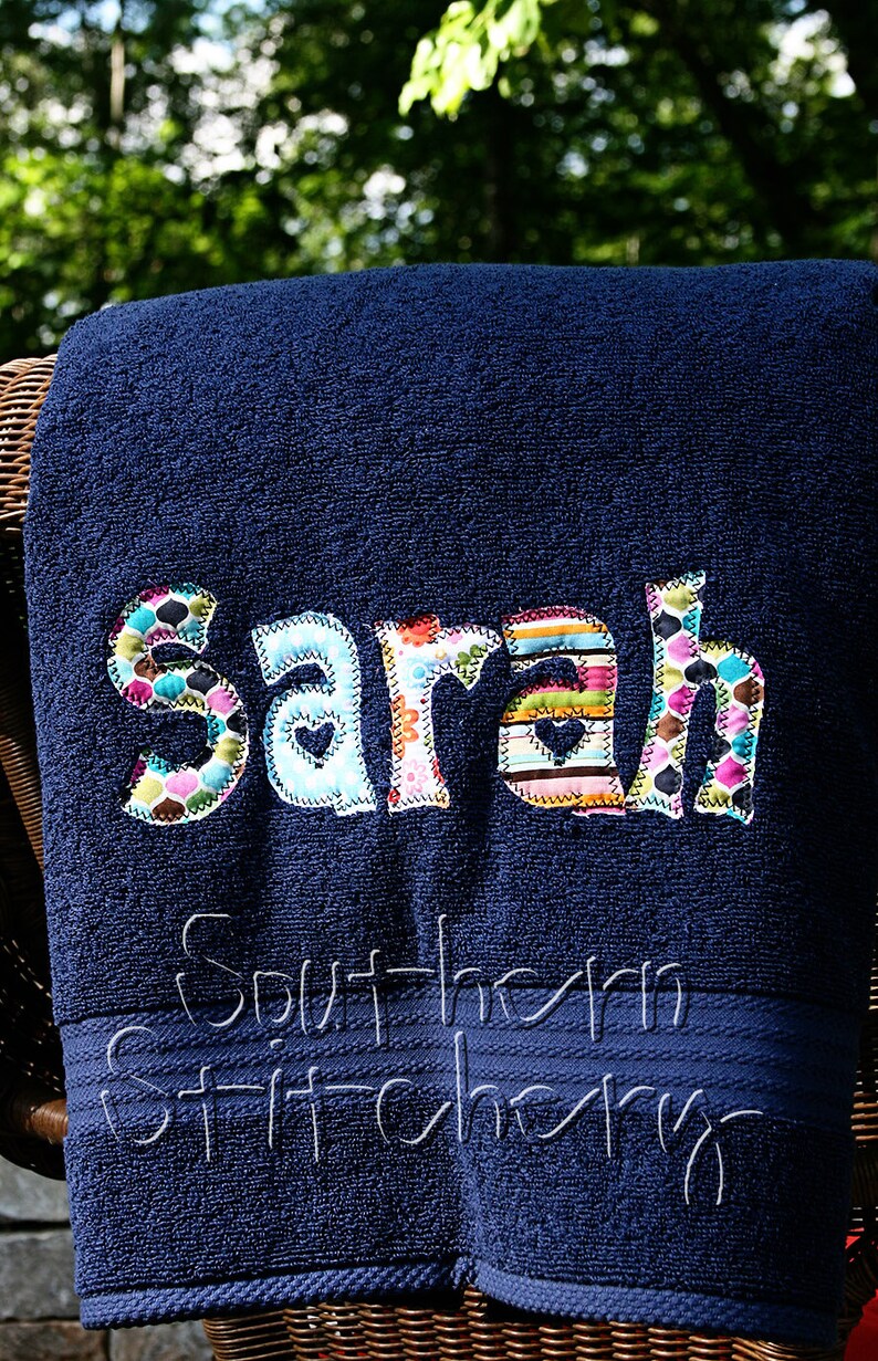 Applique Name Towel Girls Personalized Bath Towel Great Girls Etsy
