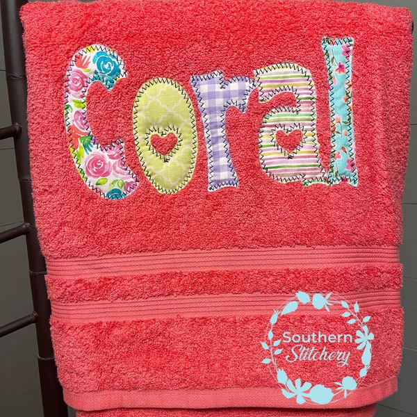 Applique Name Towel Nap Mat Cover Personalized Bath Towel Great Gift for Kids Bridesmaid Graduation Hostess Christmas