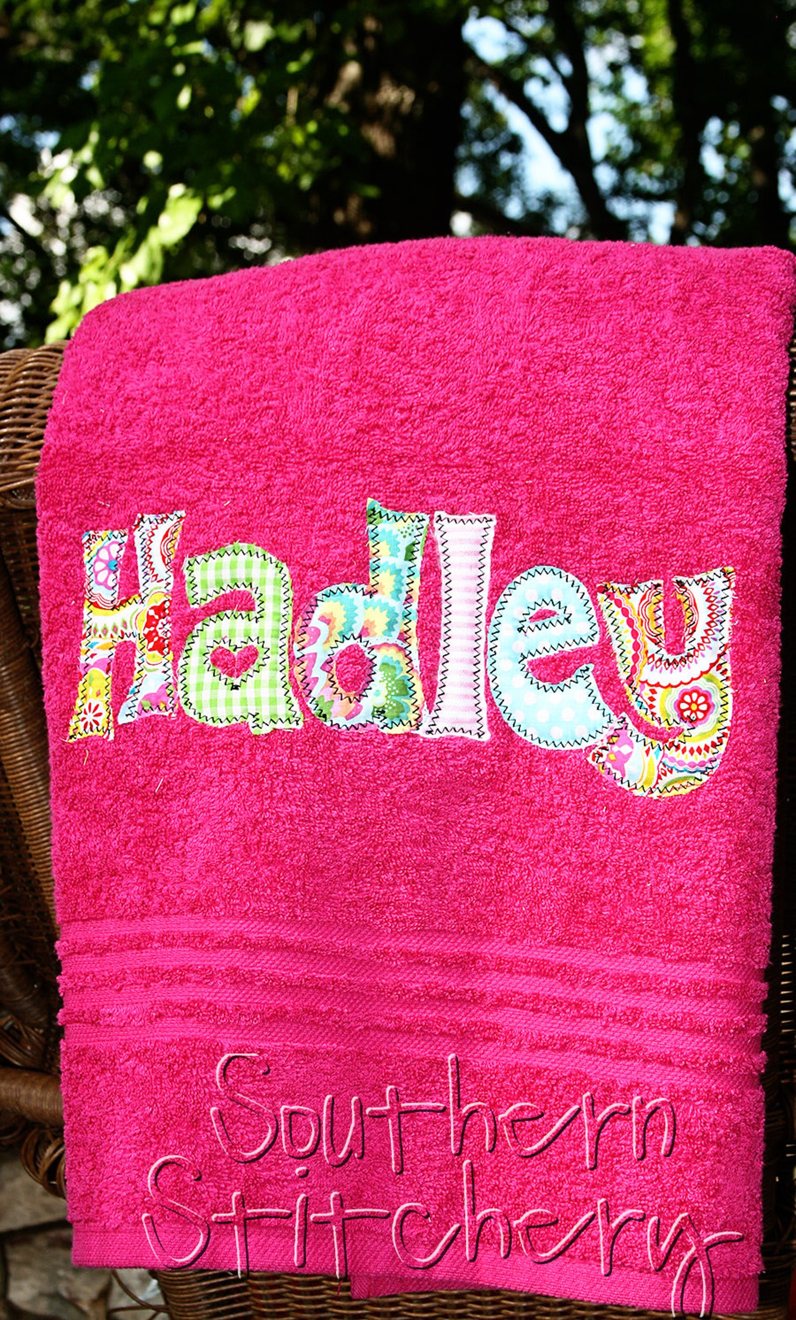 Applique Name Towel Girls Personalized Bath Towel Great Girls Etsy
