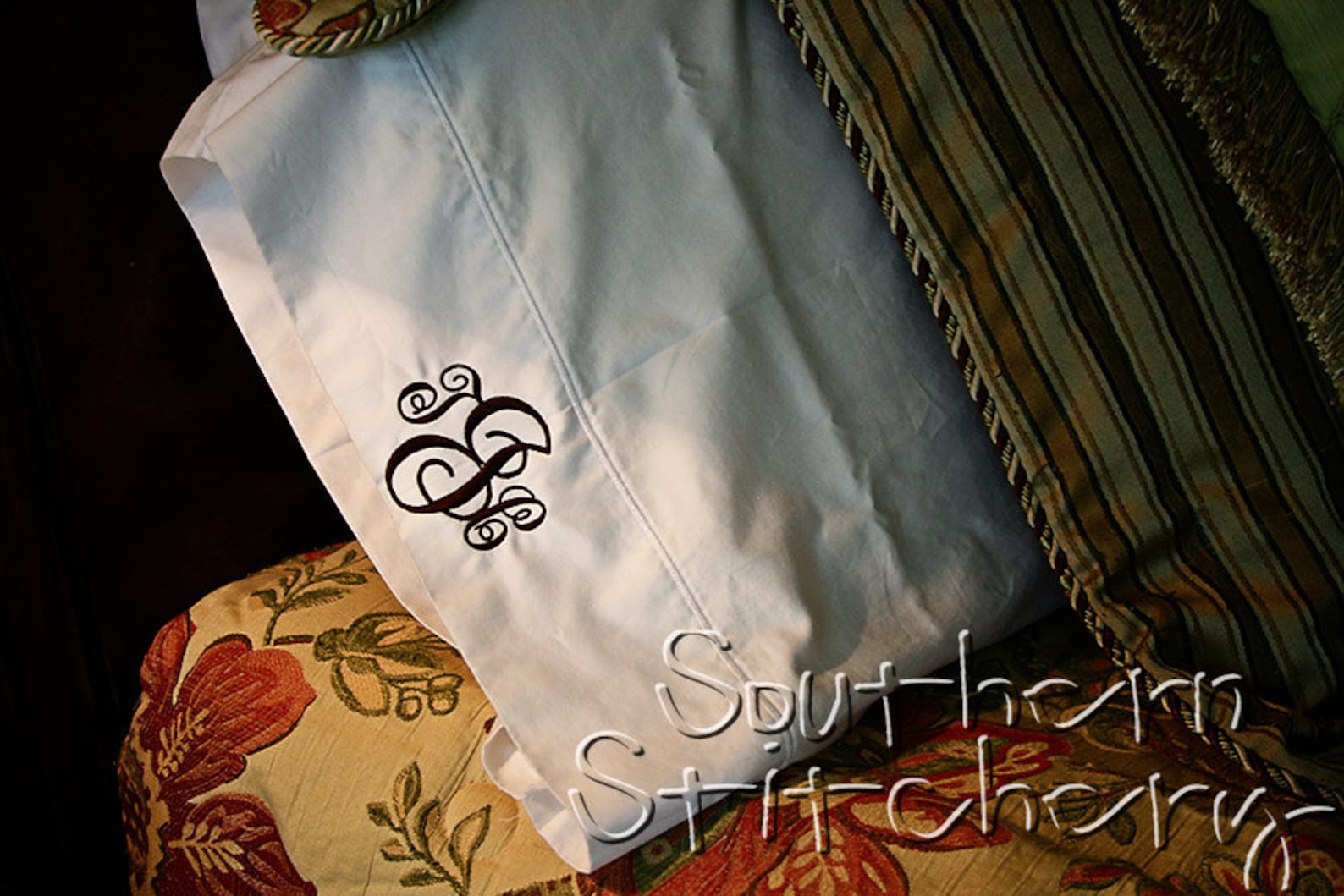 Monogrammed Pillow Cases 2 Pillowcases Initial Pillow Cases Etsy