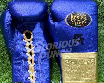 NBNL ブルーレザーボクシンググローブ | スパーリング＆トレーニング用、8オンス、10オンス、12オンス、14オンス、16オンス、18オンス