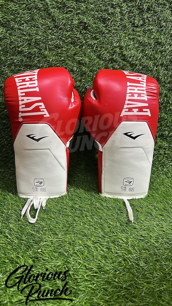 Everlast Elite Pro Boxing Gloves | Leather Lace-up, Red (6oz-18oz