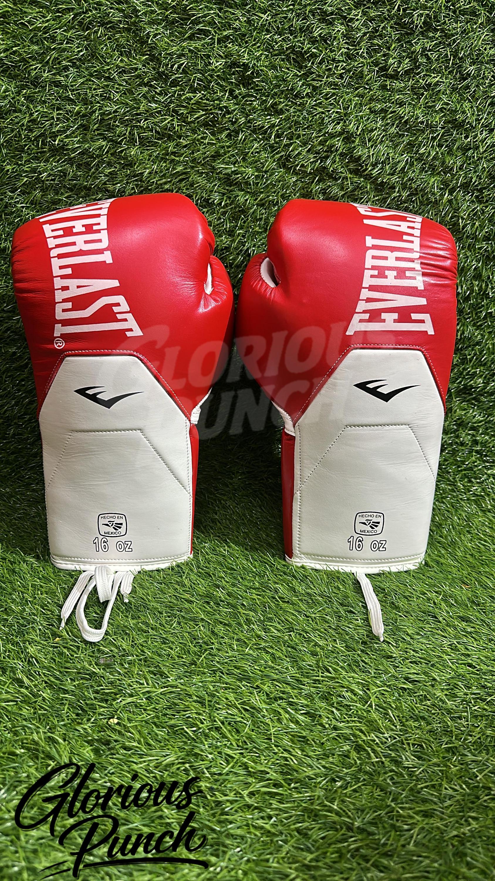 Everlast Elite Pro Boxing Gloves | Leather Lace-up, Red (6oz-18oz