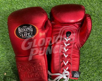 Guanti da boxe No Boxing No Life / Guanti da boxe da allenamento in pelle NBNL da 8 a 18 once, rossi