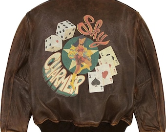 Avirex Sky Charmer A-2 Cowhide Leather Bomber Jacket | Handmade Vintage Pilot