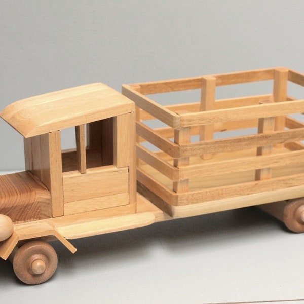 WOOD FARM Truck Eco-friendly Wooden Toy Car for Kids Organic Natural Unpainted Finish