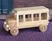 Reclaimed Wooden Toy Bus for Children Kids Boys Eco friendly Car Natural Unpainted Organic