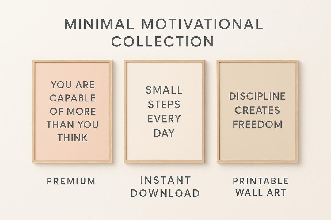 Minimal Motivational Wall Art Set | Modern Printable Quote Posters ...
