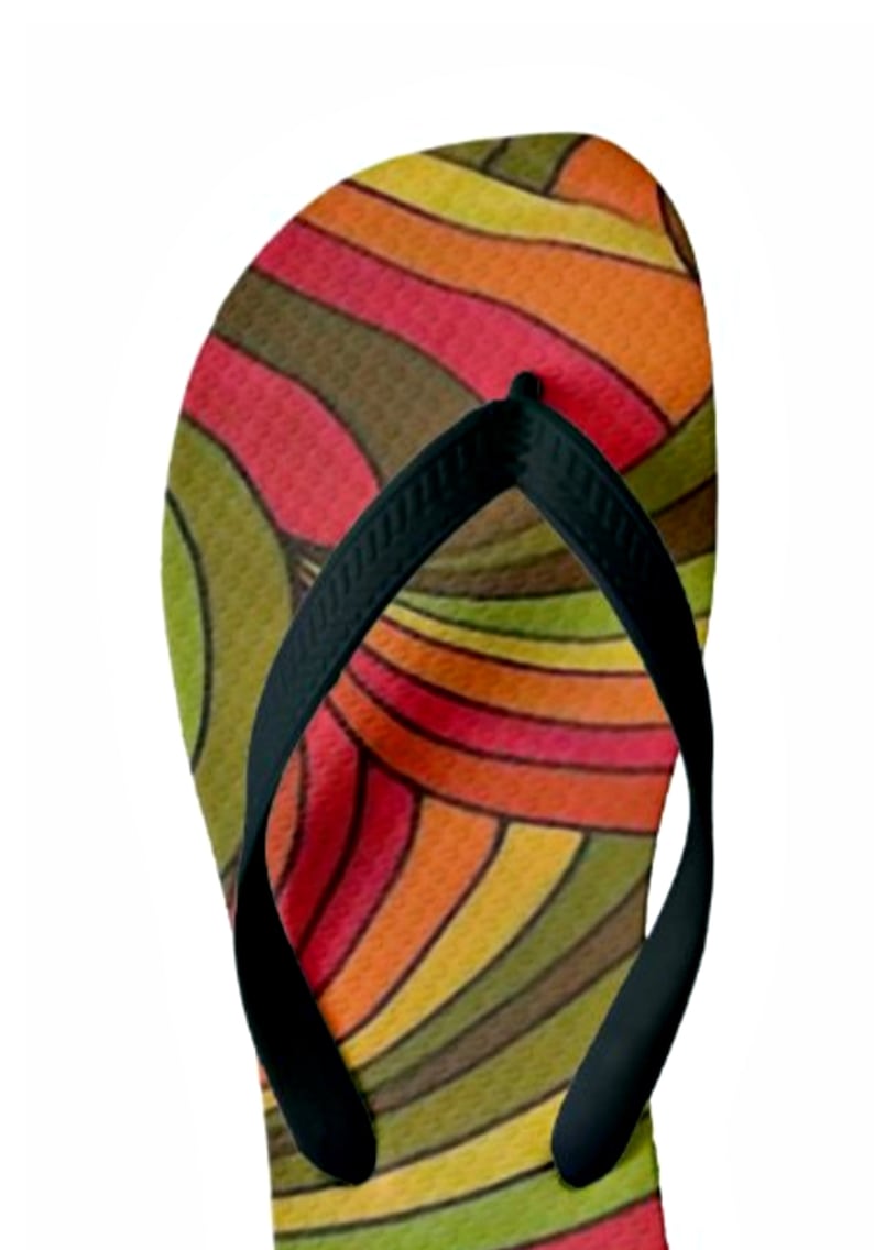 Flip Flops Sandals Thongs Vintage Style Psychedelic Beach Summer