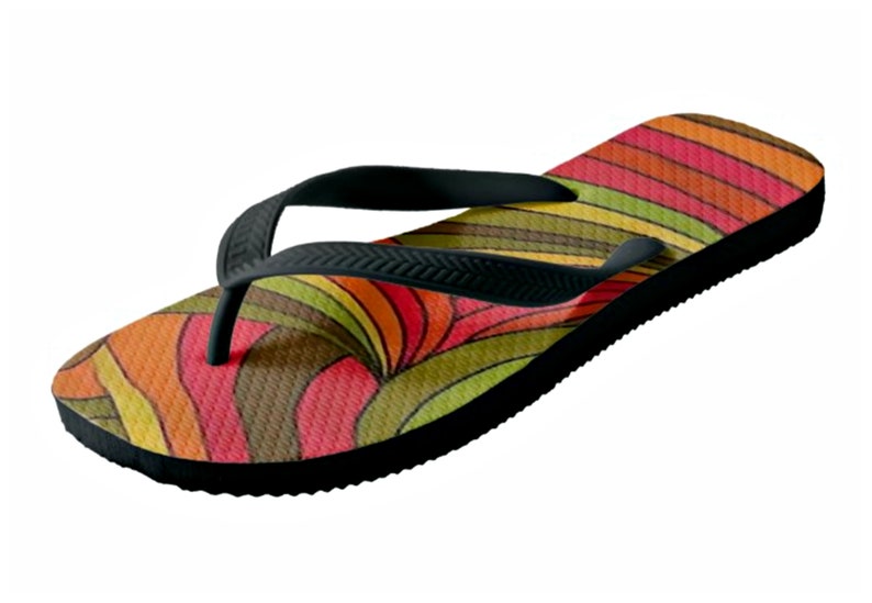 Flip Flops Sandals Thongs Vintage Style Psychedelic Beach Summer
