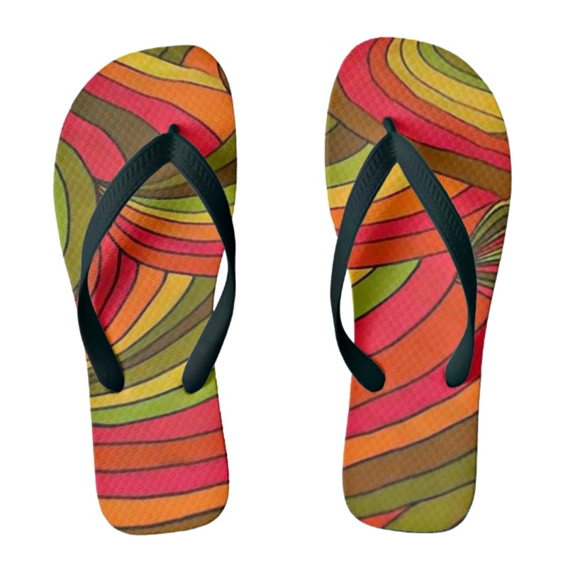 Flip Flops Sandals Thongs Vintage Style Psychedelic Beach Summer