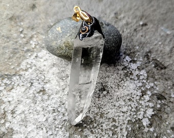Lemurian Seed Quartz Pendant/ Handmade Crystal Necklace/ Copper, Clay & Resin Artisan Jewellery/ 3