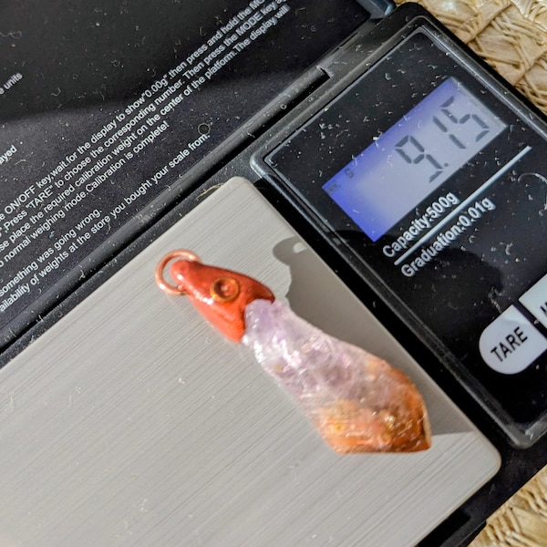 Super Seven Crystal Pendant/ Natural Melody Stone Necklace/ Handmade Copper Clay & Resin Artisan Jewellery/ 10