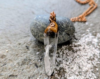 Lemurian Seed Quartz Pendant/ Handmade Crystal Necklace/ Copper, Clay & Resin Artisan Jewellery/ 4