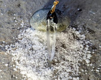 Lemurian Seed Quartz Pendant/ Handmade Crystal Necklace/ Copper, Clay & Resin Artisan Jewellery/ 4