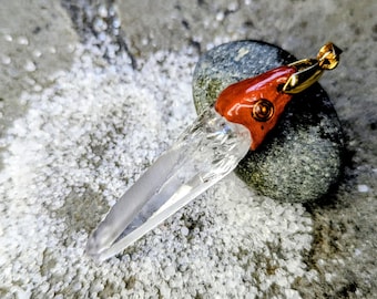 Lemurian Seed Quartz Pendant/ Handmade Crystal Necklace/ Copper, Clay & Resin Artisan Jewellery/ 2