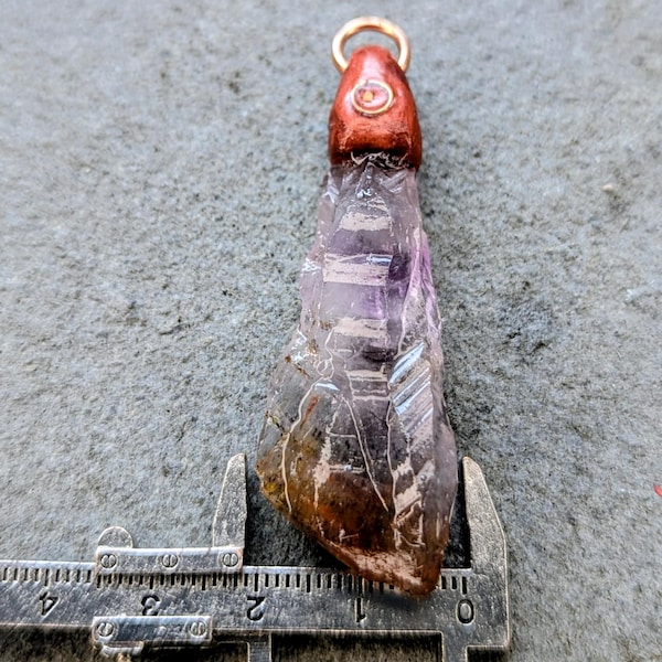Super Seven Crystal Pendant/ Natural Melody Stone Necklace/ Handmade Copper Clay & Resin Artisan Jewellery/ 6