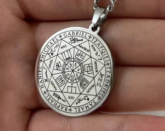 Colgante de los Siete Arcángeles, collar con el Sello de los Siete Arcángeles, amuleto de protección espiritual, talismán angelical, acero inoxidable