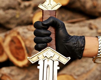 Espada anã feita à mão, em latão e aço inoxidável, presente de fantasia.