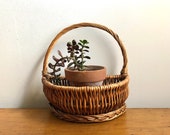Vintage Rattan Hanging Plant Basket