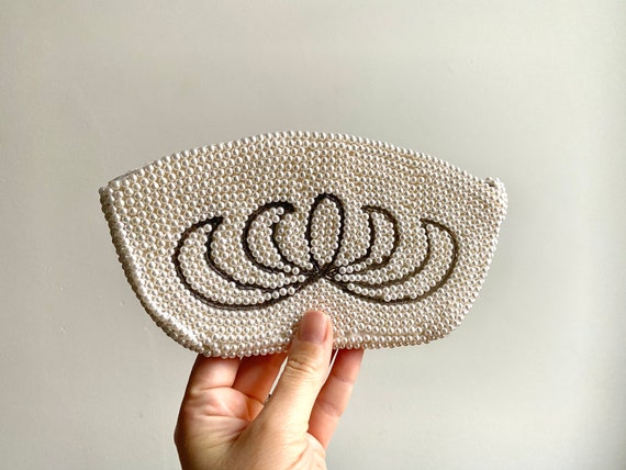 Vintage 1950s Beaded Pearl Clutch